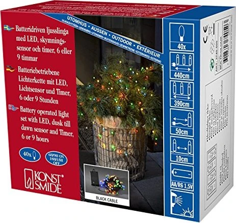 Konstsmide Globelichterkette schwarz LED 40x mehrfarbig