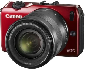 Canon EOS M rot mit Objektiv EF-M 18-55mm 3.5-5.6 IS STM