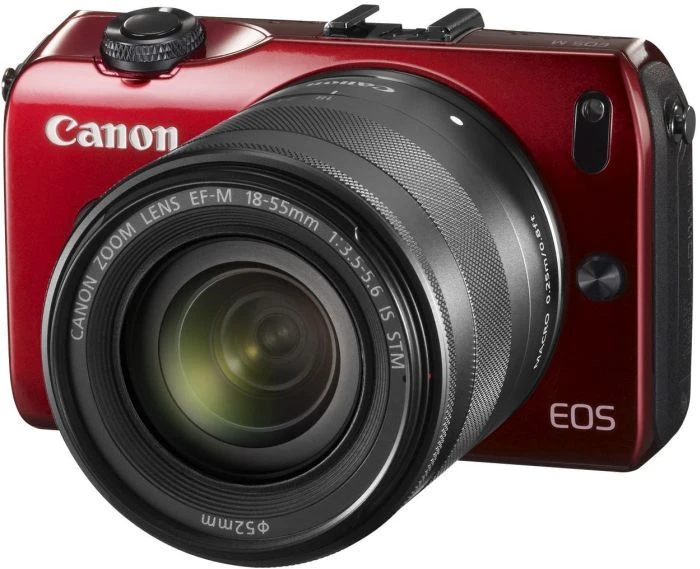 Canon EOS M rot mit Objektiv EF-M 18-55mm 3.5-5.6 IS STM
