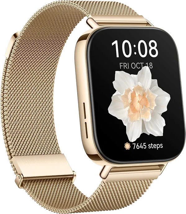Huawei Watch Fit 3 mit Milanaise-Armband gold