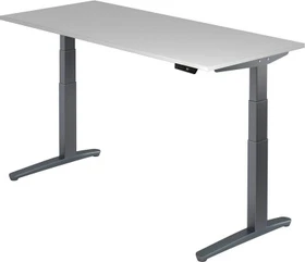 Hammerbacher Ergonomic Aktiv XBHM19 elektrisch höhenverstellbarer Sitz-Steh-Schreibtisch 180x80cm grau/graphit