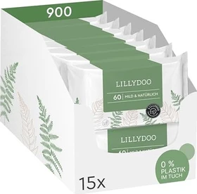 Lillydoo Green Feuchttücher, 900 Stück (15x 60 Stück)