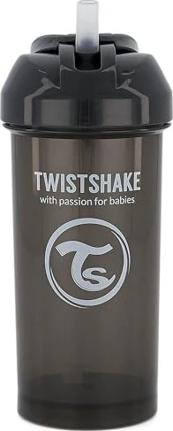 Twistshake Trinkbecher mit Strohhalm, 6+M, black