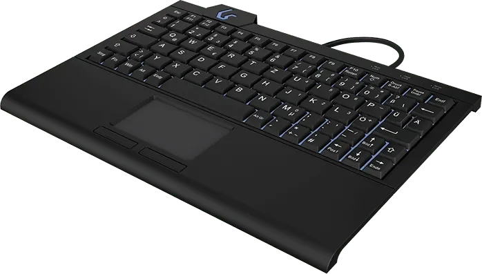 KeySonic KSK-3210ELU Super-Mini-USB Tastatur, schwarz, LEDs weiß, USB, UK