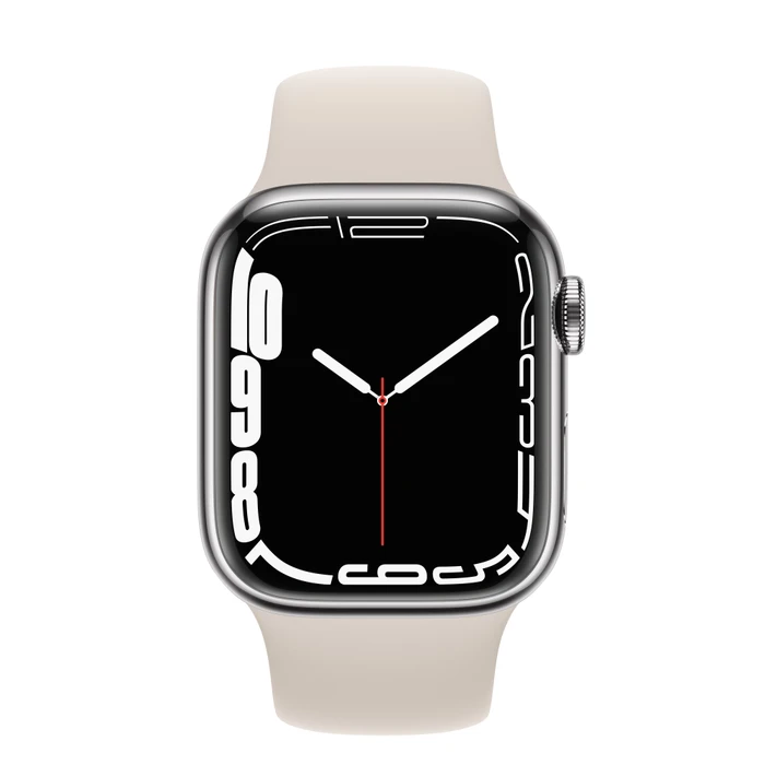 Apple Watch Series 7 (GPS + Cellular) 41mm Edelstahl silber mit Sportarmband Polarstern