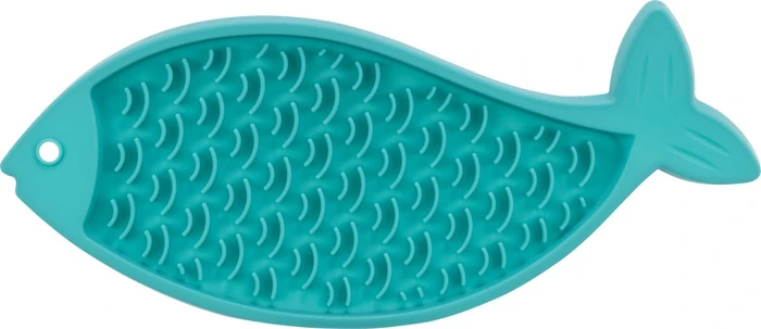Trixie Lick'n'Snack Schleckmatte in Fischform für Katzen, 28cm, Salbei