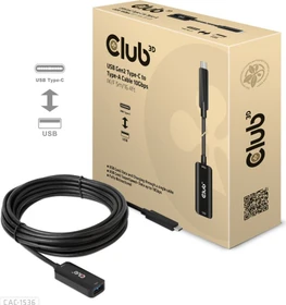 Club 3D USB-C 3.1 Kabel, aktiv, 10Gb/s, USB-C 3.1 Stecker auf USB-A 3.1 Buchse, 5m (CAC-1536)