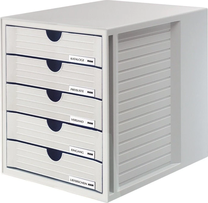 HAN Systembox Schubladenbox, 5 Schubladen, grau