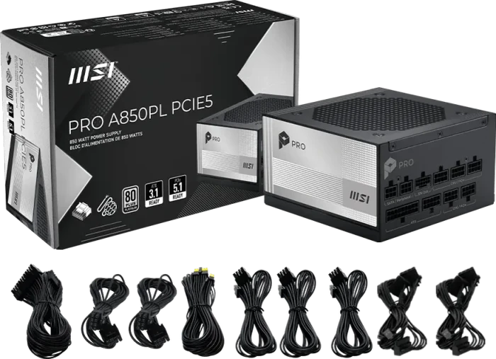 MSI PRO A850PL PCIE5 850W, ATX 3.1