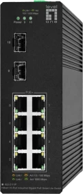 LevelOne IGS Hilbert Industrial Railmount Gigabit Smart Switch, 8x RJ-45, 2x SFP, 110W PoE+ (IGS-2110P / 55054407101)