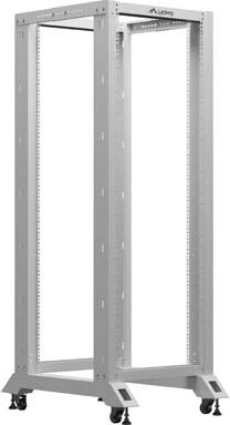 Lanberg Open Rack Series 19" Open Frame Rack 32HE, 4-Pfosten, mit Rollen, Flat Pack, tiefenverstellbar, 430-590mm, RAL 7035, 800mm tief