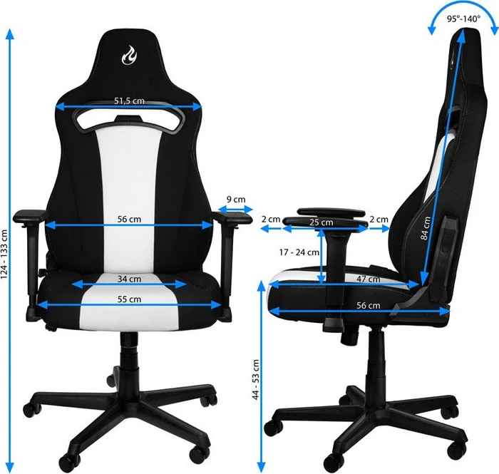 Nitro Concepts E250 Gamingstuhl, schwarz/weiß