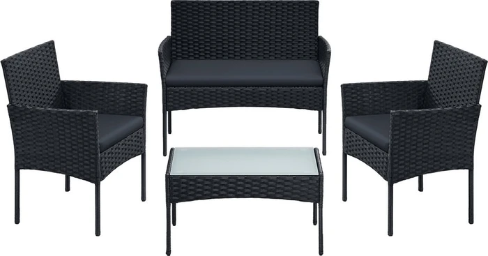 Songmics Gartenmöbel-Set schwarz/grau, 4-tlg. (GGF004B06)