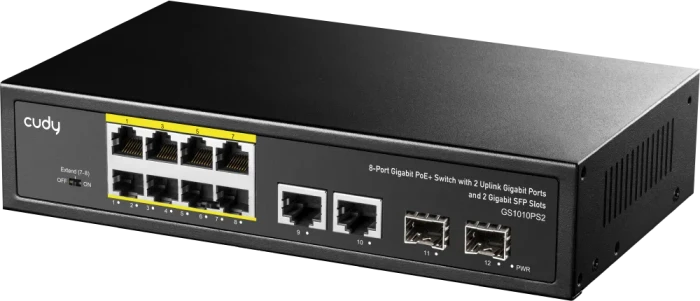 Cudy GS20 Rackmount Gigabit Switch, 10x RJ-45, 2x SFP, 120W PoE+