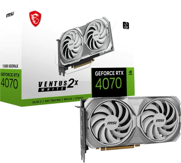 MSI GeForce RTX 4070 Ventus 2X White 12G, 12GB GDDR6X, HDMI, 3x DP