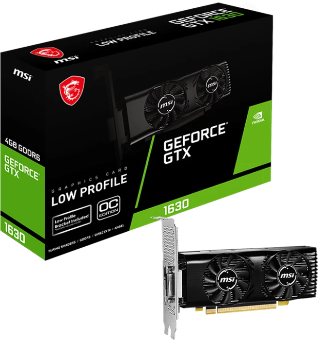 MSI GeForce GTX 1630 4GT LP OC, 4GB GDDR6, DVI, HDMI, DP
