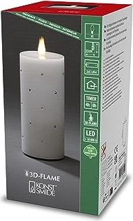 Konstsmide Echtwachskerze 16.8cm weiß LED 1x warmweiß, 1 Stück