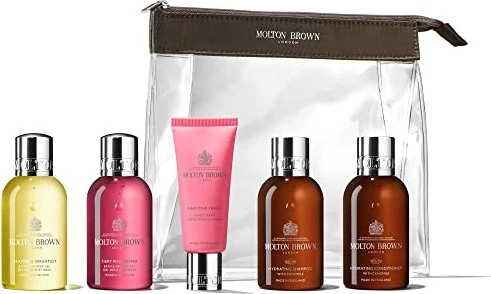 Molton Brown Fiery Pink Pepper Body & Hair Travelbag HC 40ml + 2x DG 100ml + Shampoo 100ml + Conditioner 100ml Geschenkset