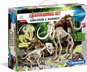Clementoni Galileo Ausgrabungsset Smilodon & Mammut fluoreszierend