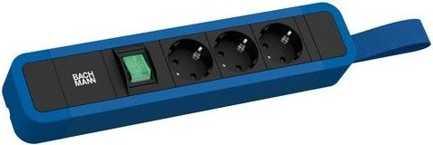 Bachmann Primo 2, 3-fach, mit Schlaufe, Schalter, 2m, blau/schwarz