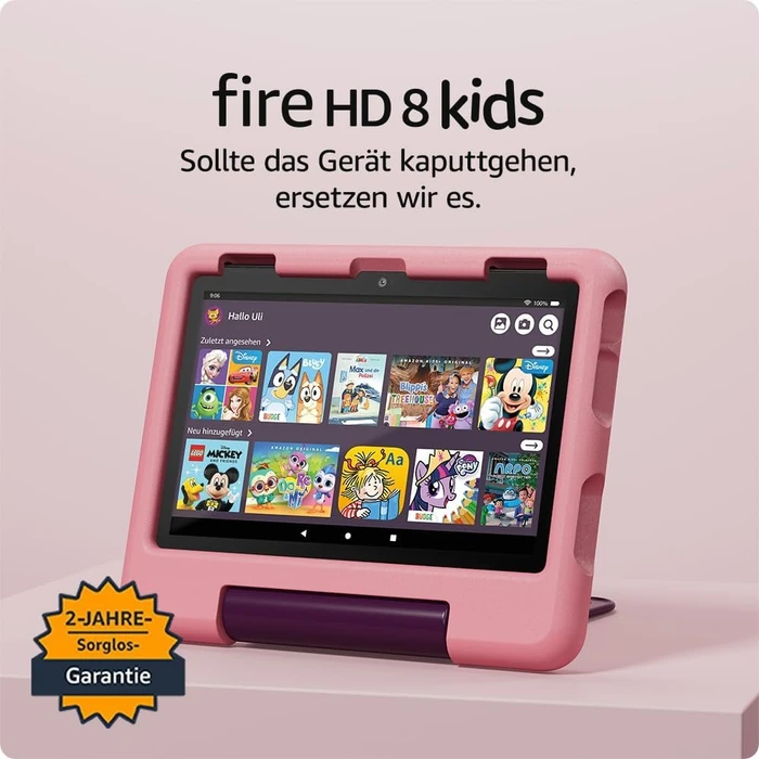 Amazon Fire HD 8 KFRAPWI 2024, ohne Werbung, rosa, 32GB, Disney-Prinzessinnen-Design, Kids Edition