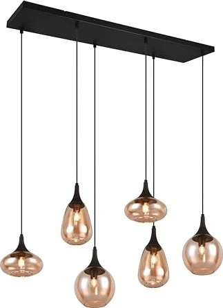 Trio Lumina Pendelleuchte 6-flammig schwarz/orange