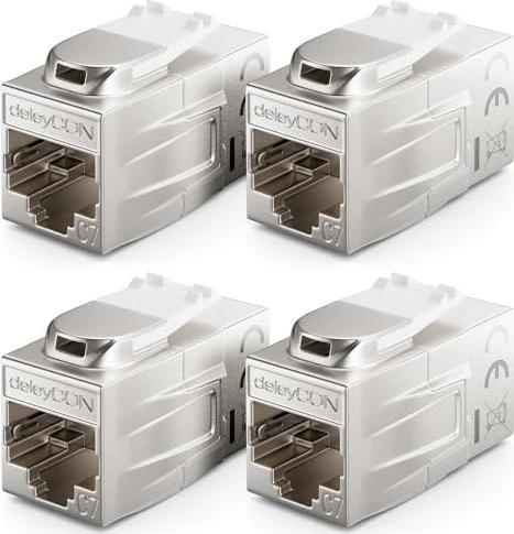 deleyCON Keystone Modul RJ-45 Modularkupplung, Cat7, 4er-Pack