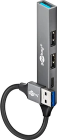 Wentronic goobay Slim 4-Port USB-Hub, 1x USB-A 3.0/1x USB-C 2.0/2x USB-A 2.0, USB-A 3.0 [Stecker] (74458)