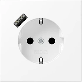 Jung SCHUKO-Steckdose mit USB-Ladegerät Safety+, schneeweiß matt