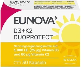 Stada Eunova DuoProtect D3 + K2 1000 I.E. Kapseln, 30 Stück