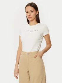 Tommy Hilfiger Roundneck Slim Fit T-Shirt kurzarm off white (Damen)