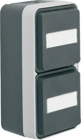 Berker W.1 Steckdose SCHUKO 2-fach senkrecht mit Klappdeckel, Beschriftungsfeld, grau/lichtgrau
