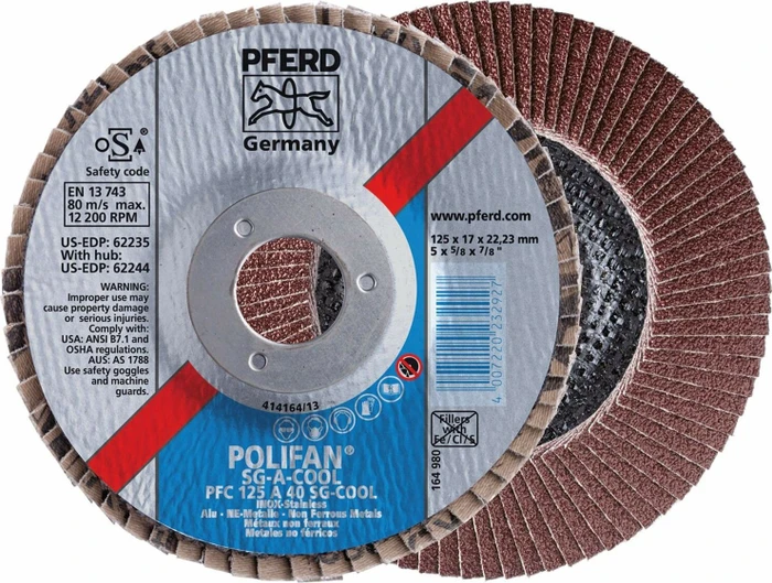 Pferd PFC 125 A-COOL 60 SG INOX+ALU POLIFAN Fächerschleifscheibe K60, 125x22.23mm, 10 Stück
