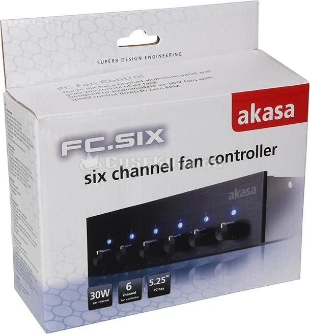 Akasa FC.SIX, 5.25" Lüftersteuerung, 6-Kanal, schwarz