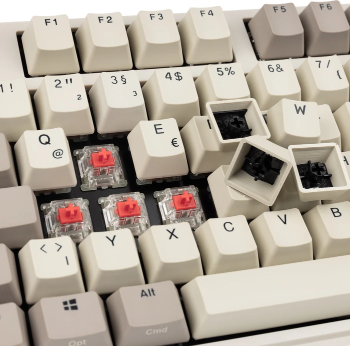 Ducky Origin Vintage, Retro grau, MX SILENT RED, USB, DE