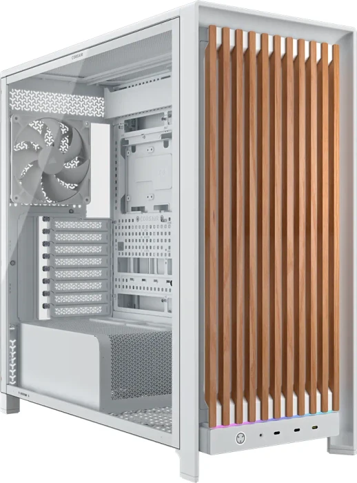 Corsair Frame 5000D RS Wood, weiß/braun, Glasfenster
