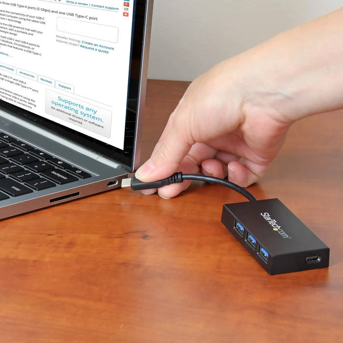 StarTech USB-Hub, schwarz, 1x USB-C 3.0, 3x USB-A 3.0, USB-C 3.0 [Stecker]