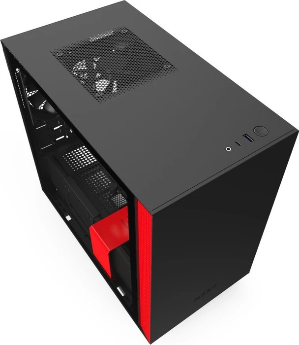 NZXT H210, schwarz/rot, Glasfenster, Mini-ITX
