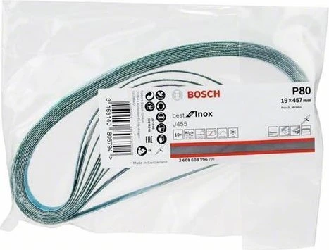 Bosch Professional J455 Best for Inox Schleifband K80, 19x457mm, 10 Stück