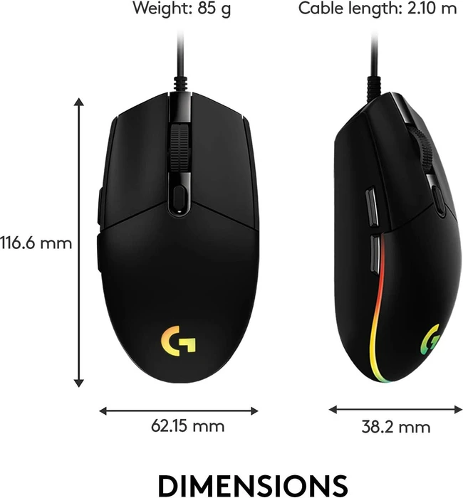 Logitech G203/G102 Lightsync schwarz, USB