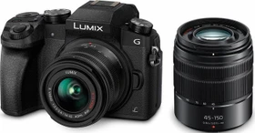 Panasonic Lumix DMC-G70 schwarz mit Objektiv Lumix G Vario 14-42mm 3.5-5.6 ASPH OIS und Lumix G Vario 45-150mm 4.0-5.6 OIS