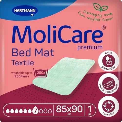 Hartmann MoliCare Premium Bed Mat Textile 7 Tropfen Bettschutzeinlage, 85x90cm, 1 Stück