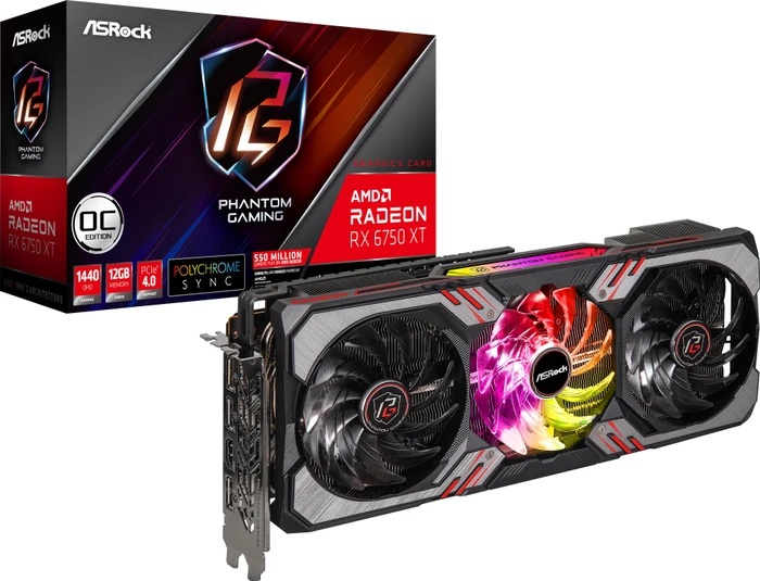 ASRock Radeon RX 6750 XT Phantom Gaming D OC, RX6750XT PGD 12GO, 12GB GDDR6, HDMI, 3x DP