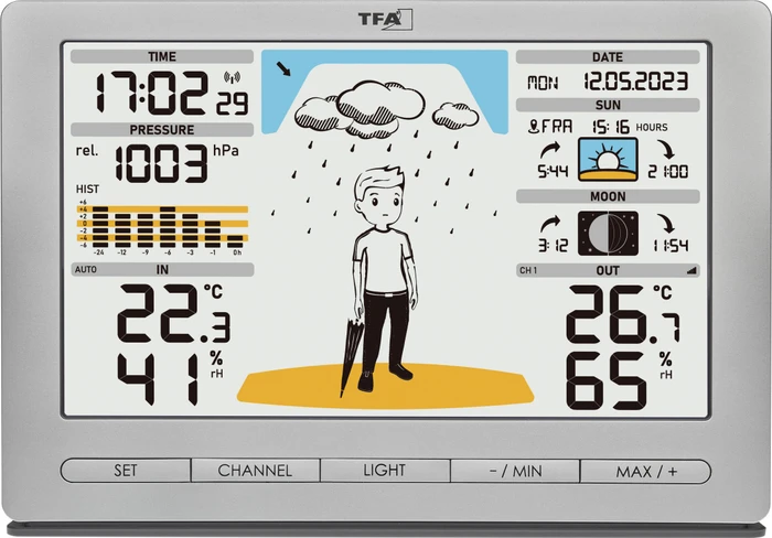 TFA Dostmann Meteo Jack Funkwetterstation silber, digital