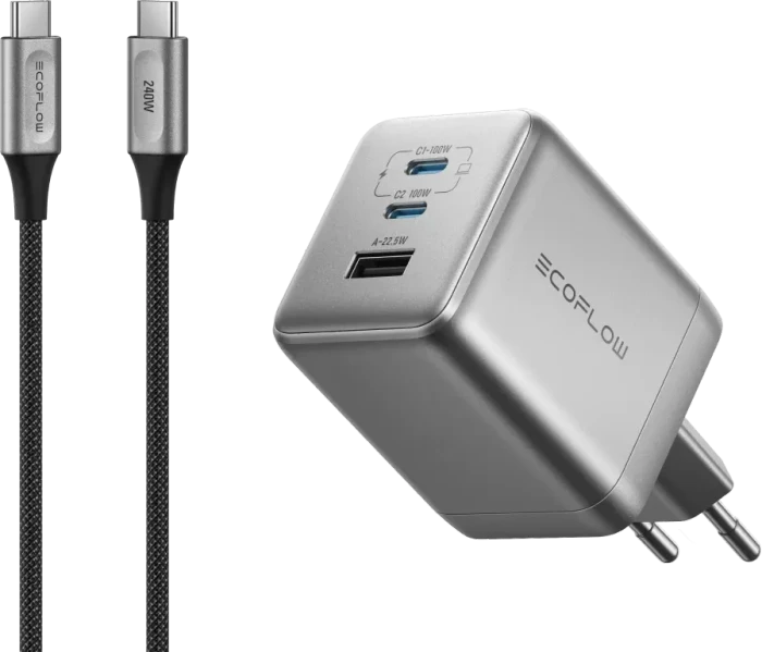 EcoFlow Rapid Pro GaN Charger 100W silber