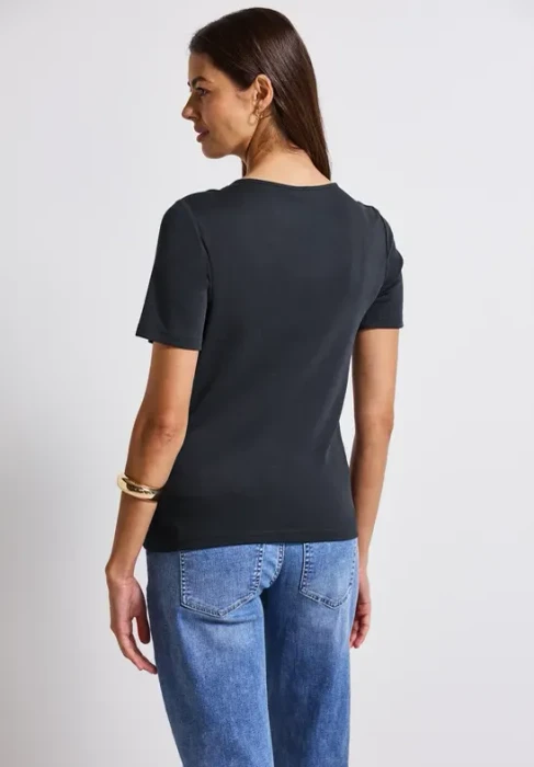 Street One Herzausschnitt T-Shirt kurzarm deepwater blue (Damen)