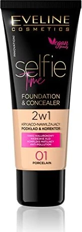 Eveline Cosmetics Selfie Time 2in1 Make-Up Foundation & Concealer 01 porcelain, 30ml