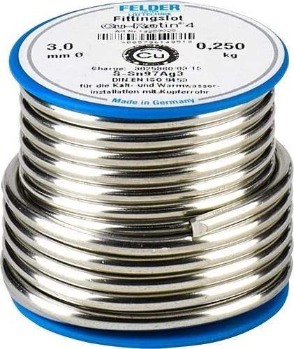 Felder Cu-Rotin 4 Sn97Ag3 Lötzinn 3mm, 250g