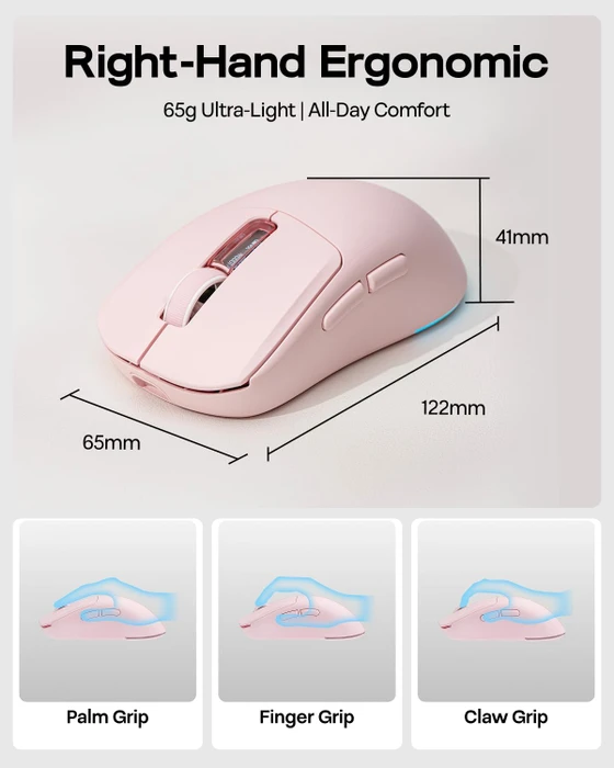 Epomaker Nex Lite Wireless Gaming Mouse mit Ladestation, rosa, USB/Bluetooth