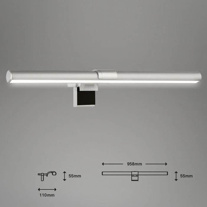 Briloner CCT Monitorleuchte, LED-Lampe für Monitore, dimmbar, silber, USB